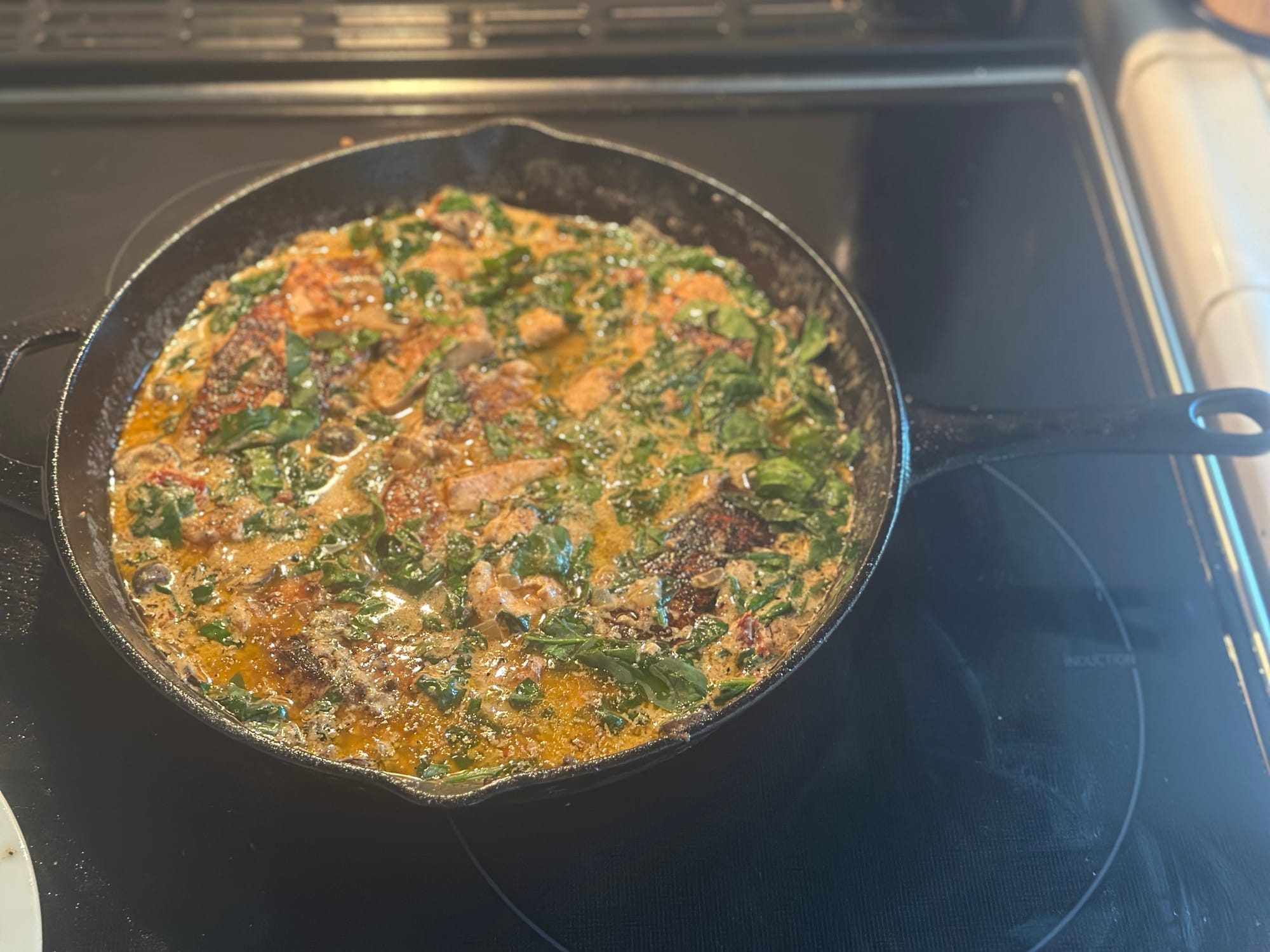 Salmon with Sun-dried Tomatoes and Spinach