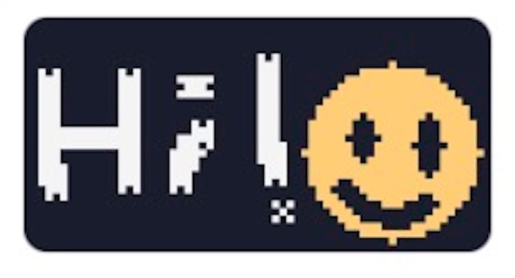 image guestbook signing. image is a pixelated "Hi!" with a yellow smiley face