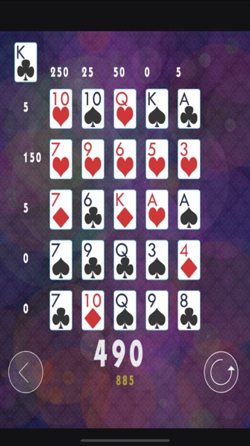 Poker Solitaire card game screenshot for iOS